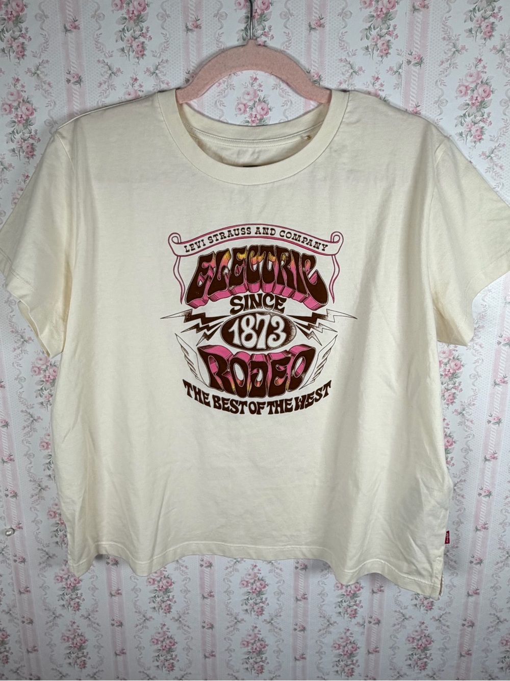 Levi’s Electric Rodeo Retro Graphic Tee Cream L Western NWOT